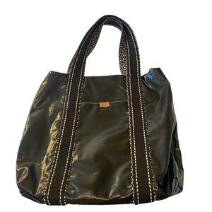 Fossil Extra Large Black Vinyl Tote. Funky Look w/tons of storage!
